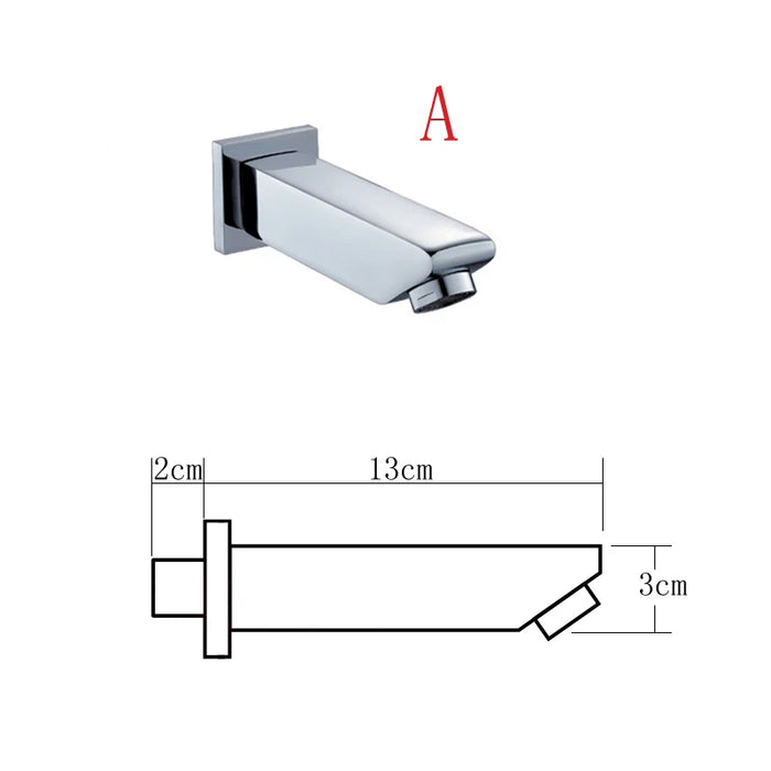 BECOLA Beccuccio per rubinetto a parete Beccucci quadrati e rotondi in ottone cromato/nero Accessori per rubinetti per doccia a cascata