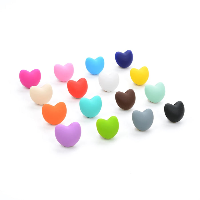 LOFCA Perline in Silicone a Forma di Cuore 10 pz Fascino Massaggiagengive Dentizione del Bambino Gioielli Allattamento Bambino Igiene Orale Per Collana Porta Ciuccio
