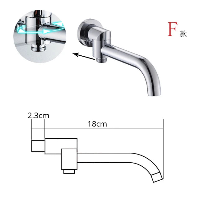 BECOLA Beccuccio per rubinetto a parete Beccucci quadrati e rotondi in ottone cromato/nero Accessori per rubinetti per doccia a cascata