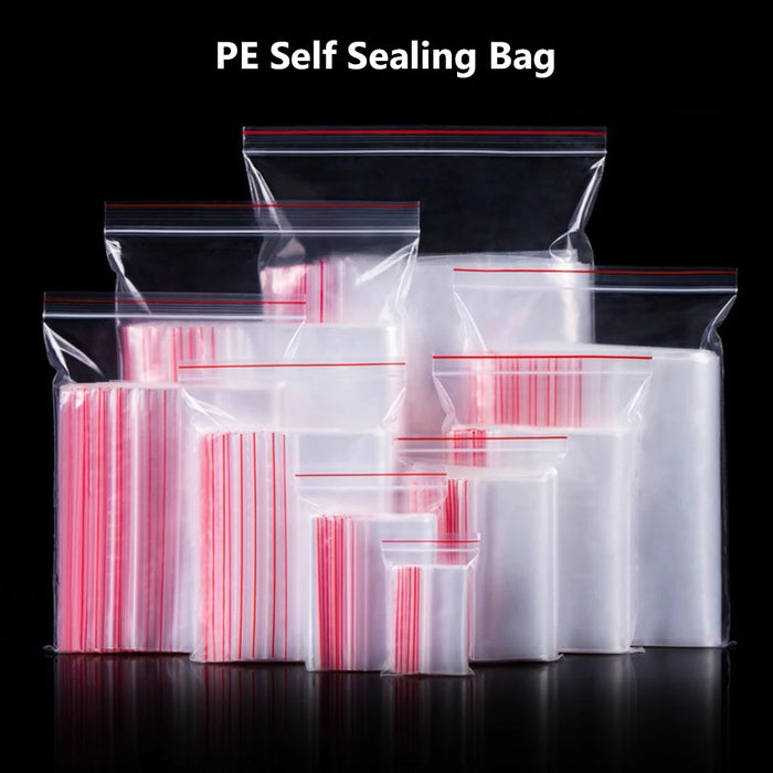 Sacchetti di plastica da 100 pezzi Sacchetti di imballaggio trasparenti richiudibili con chiusura a zip per gioielli Dimensioni diverse