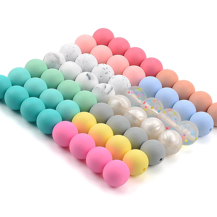 LOFCA 40 pz 12mm Perle di Silicone Dentizione Masticare Perline Food Grade Massaggiagengive Collana BPA Libero Gioielli Fai Da Te Bambino Massaggiagengive Giocattolo Ciuccio