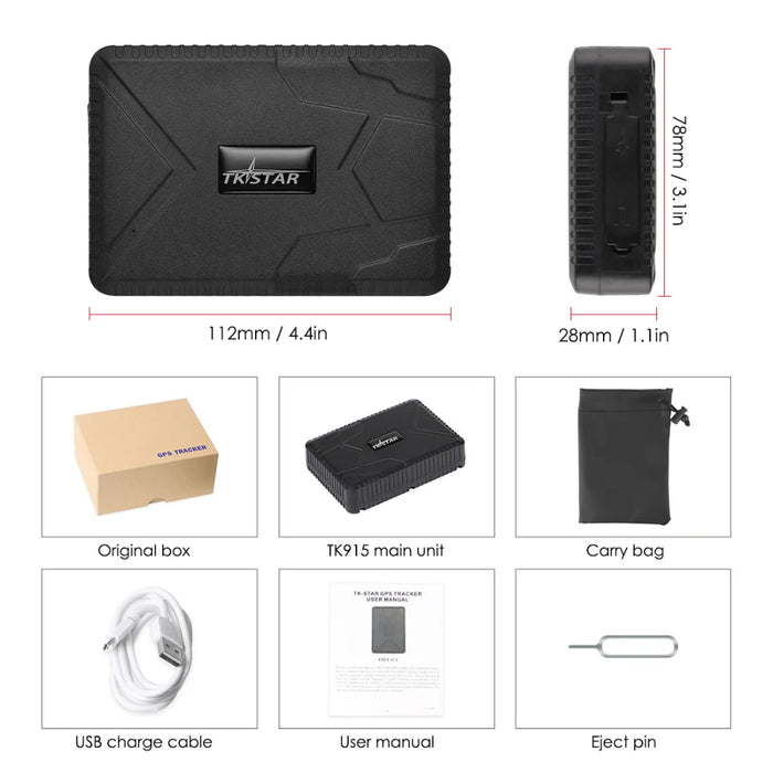 Localizzatore GPS per auto TK915 Localizzatore GPS 10000mAh Magnete Impermeabile IP65 Localizzatore GPS per auto Avviso antimanomissione APP gratuita a vita PK TKSTAR TK905