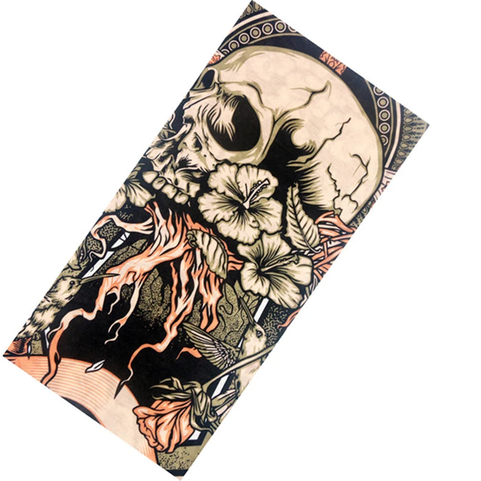 Sciarpa al collo con anello magico con teschio Fascia per capelli Bandana multifunzionale Viso Tubo tubolare senza cuciture Sciarpe unisex per uomo donna