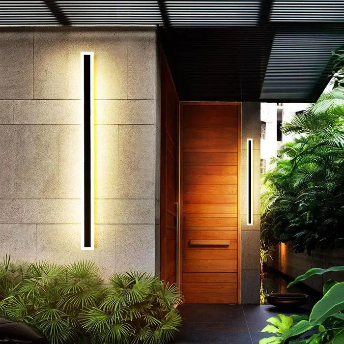 Modern LED Black Wall Light Long Strip Outdoor Waterproof Wall Lamp for Garden Villa Background Wall Garden Lighting Fixtures