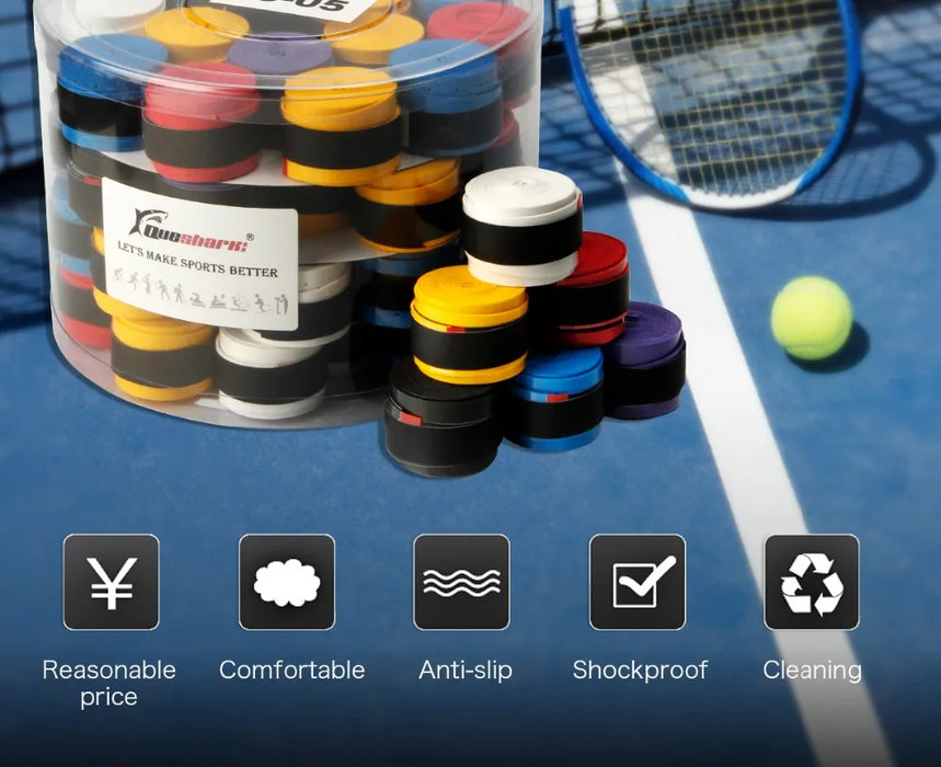 60 pz/lotto Bianco Nero Colorato Rivestito Tennis Overgrips Badminton Grip Racchetta Da Tennis Nastri Canna Da Pesca Fasce 0.6mm 0.7mm