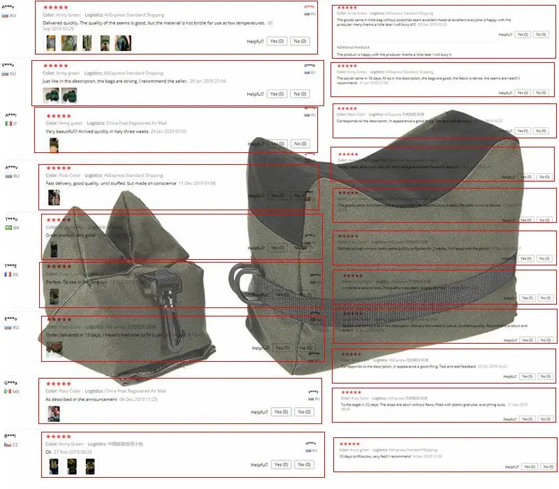 Borsa per pistola da tiro da cecchino Borsa anteriore posteriore Supporto per bersaglio Supporto per fucile Panca per sacchi di sabbia Poggia fucile da caccia non riempito Accessori softair