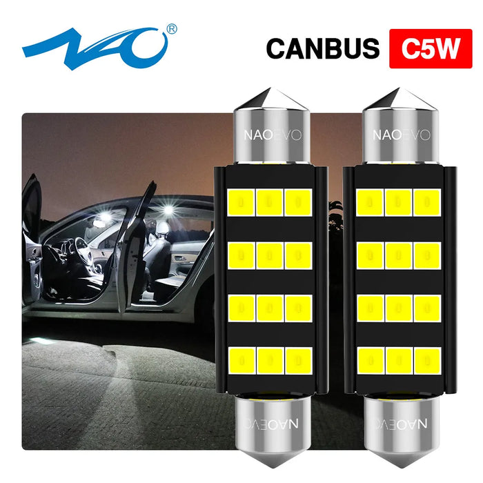 NAO c5w LED CANBUS 28mm 31 36 39 41 44mm Festoon C10W lampadina a led 2835 6 SMD 12V lampada da lettura luce interna per auto bianco senza errori