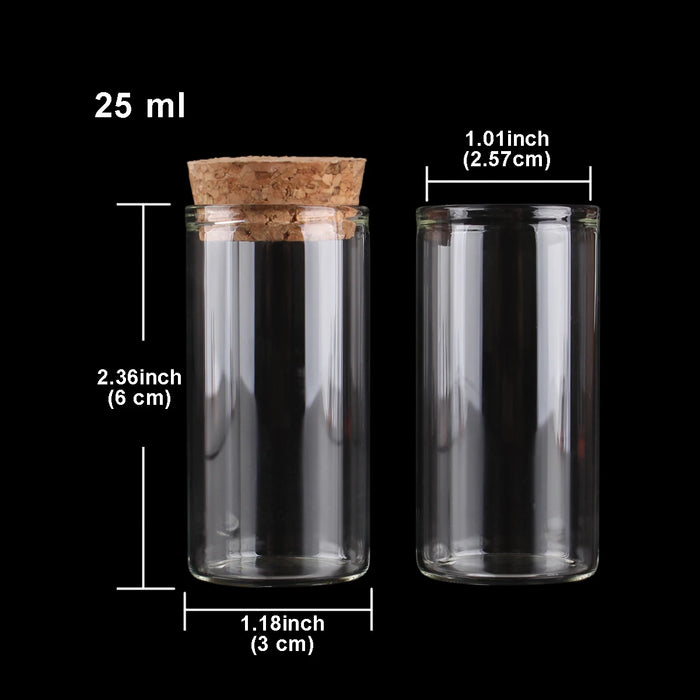 15ml/25ml/30ml/35ml/40ml/45ml/50ml/55ml/60ml/80ml/100ml Piccolo provetta in vetro con tappo in sughero Dragei Barattoli Bottiglie 24 pezzi