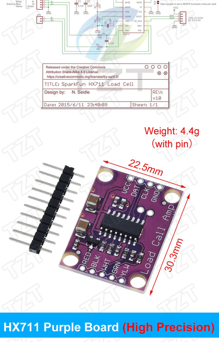 Cella di carico TZT 1KG 5KG 10KG 20KG HX711 Modulo AD Sensore di peso Bilancia elettronica Sensore di pressione di pesatura in lega di alluminio