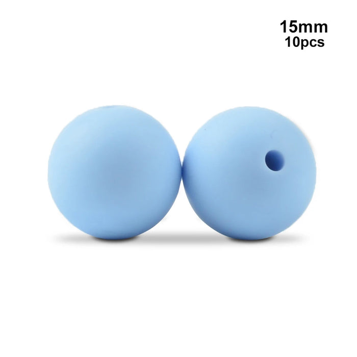 LOFCA 10 pz 15mm Perline Dentizione In Silicone 15mm Massaggiagengive Collana di Allattamento Del Bambino Ciuccio Clip Igiene Orale BPA Libero Commestibile Colorato