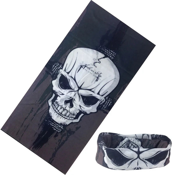 Sciarpa al collo con anello magico con teschio Fascia per capelli Bandana multifunzionale Viso Tubo tubolare senza cuciture Sciarpe unisex per uomo donna