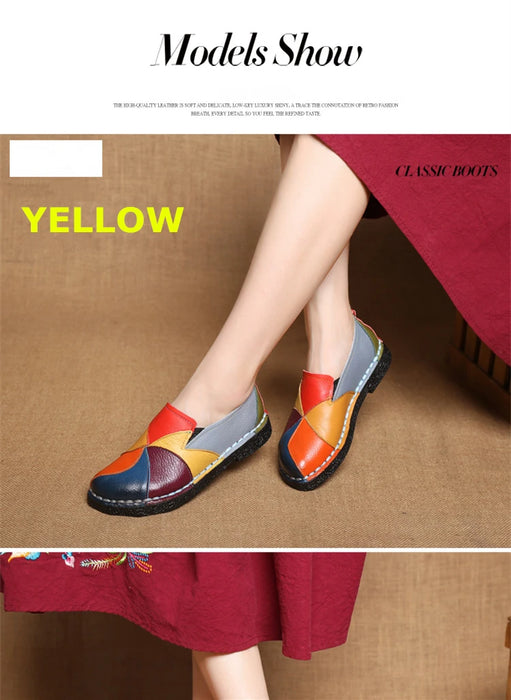 WOIZGIC Donna Donna Donna Madre Scarpe Appartamenti Mocassini in vera pelle Mocassini Misti colorati antiscivolo Taglie forti 42