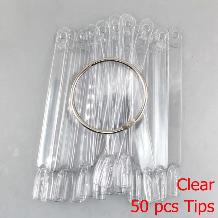 Punte per unghie finte ventaglio Natura Trasparente Nero 12/24/32/50 pezzi/set Dito Carta piena Nail Art Display Pratica Smalto tutto per manicure