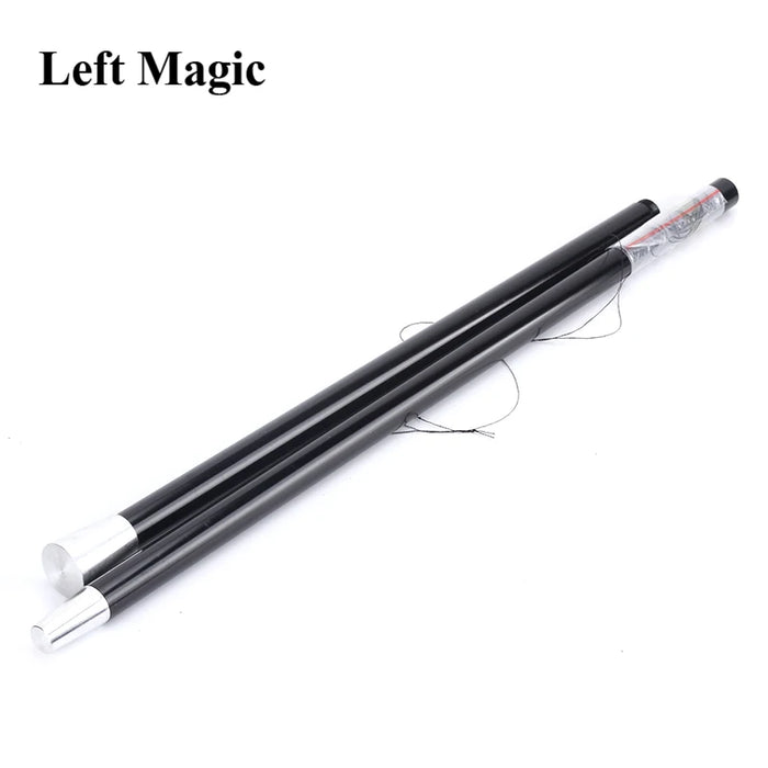 Bastone di canna da ballo in alluminio (argento/nero) Trucco magico Bacchetta magica galleggiante Accessori per oggetti di scena magici da palcoscenico di strada