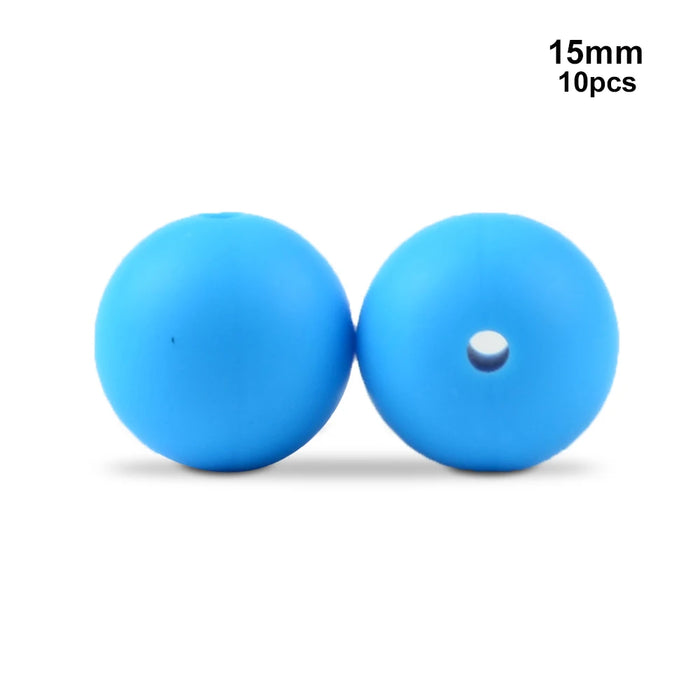 LOFCA 10 pz 15mm Perline Dentizione In Silicone 15mm Massaggiagengive Collana di Allattamento Del Bambino Ciuccio Clip Igiene Orale BPA Libero Commestibile Colorato