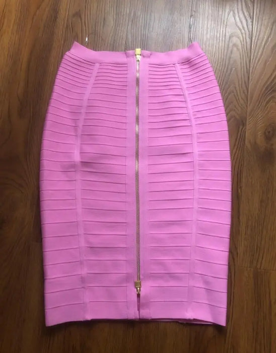16 Colors Sexy Solid Zipper Orange Blue Black Red Bandage Skirt Women Elastic Bodycon Summer XL XXL Pencil Skirts 58cm