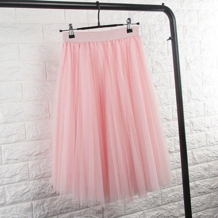 Gonne in Tulle TingYiLi a 4 strati gonna da donna in Tulle nero grigio bianco adulto gonna longuette a pieghe elastica a vita alta