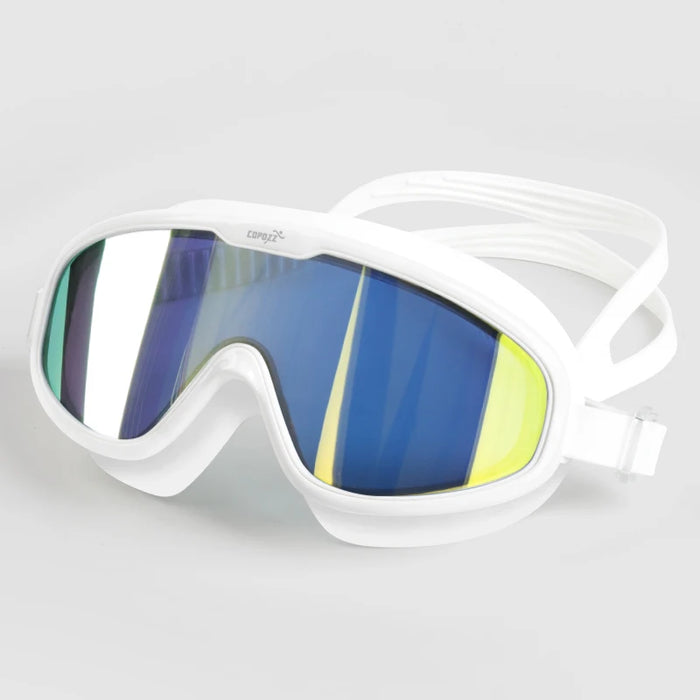 COPOZZ 2025 Occhialini da nuoto antiappannamento Lenti a forma intera Protezione UV con grande montatura in silicone Occhiali da nuoto per uomini e donne