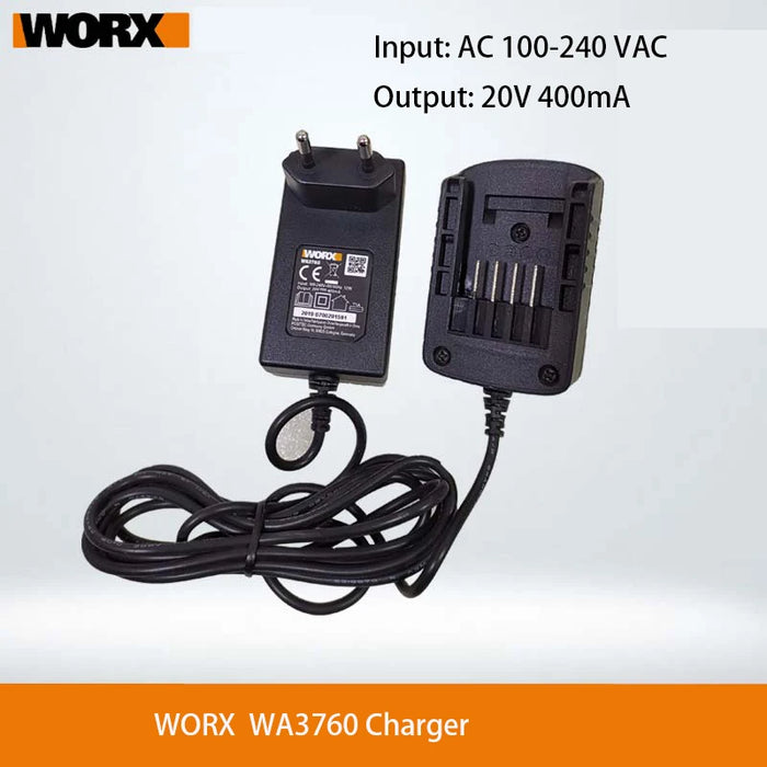 Caricabatterie Worx WA3760 per batteria al litio da 20 V 4 pin WA3551.1 WA3572 WA3550 WA3553 ecc (SPINA UE)