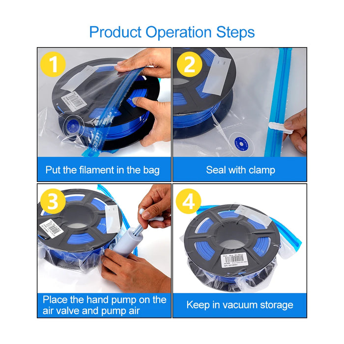 PLA ABS TPU PETG sacchetto per vuoto a filamento con maniglia pompa ad aria filamenti per stampante 3D essiccatore per sacchetti di stoccaggio mantenere accessori per la stampa 3D