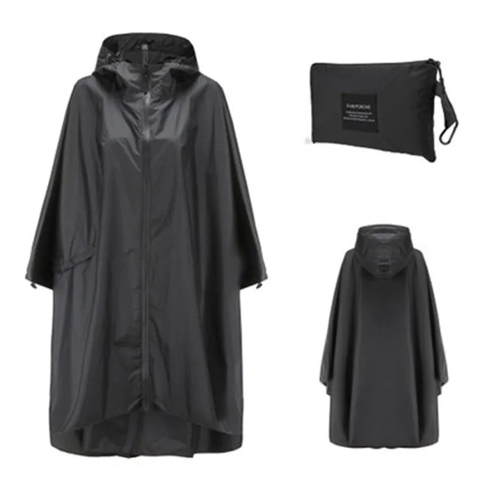 Donna Uomo Poncho Impermeabile Copertura per tenda impermeabile Indossare all'aperto Escursionismo Biker Cappotto antipioggia Giacca con zip Mantello Trench