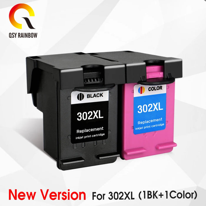 QSYRAINBOW 302XL Sostituzione rigenerata per cartuccia d'inchiostro HP 302 HP302 XL per stampante Deskjet 1110 1111 1112 2130 2131