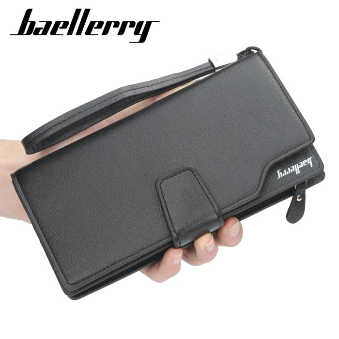 Baellerry portafogli da uomo stile lungo porta carte di alta qualità borsa da uomo con cerniera portafoglio in pelle PU di marca di grande capacità per uomo