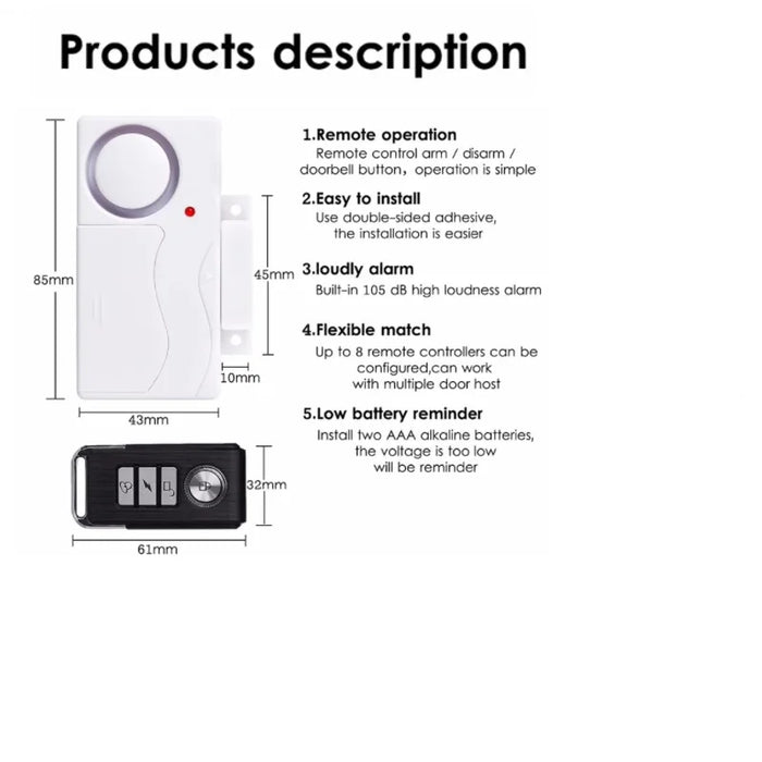 Darho porta finestra ingresso sicurezza ABS telecomando senza fili allarme antifurto sensore magnetico sistema di allarme porta Kit di protezione della casa