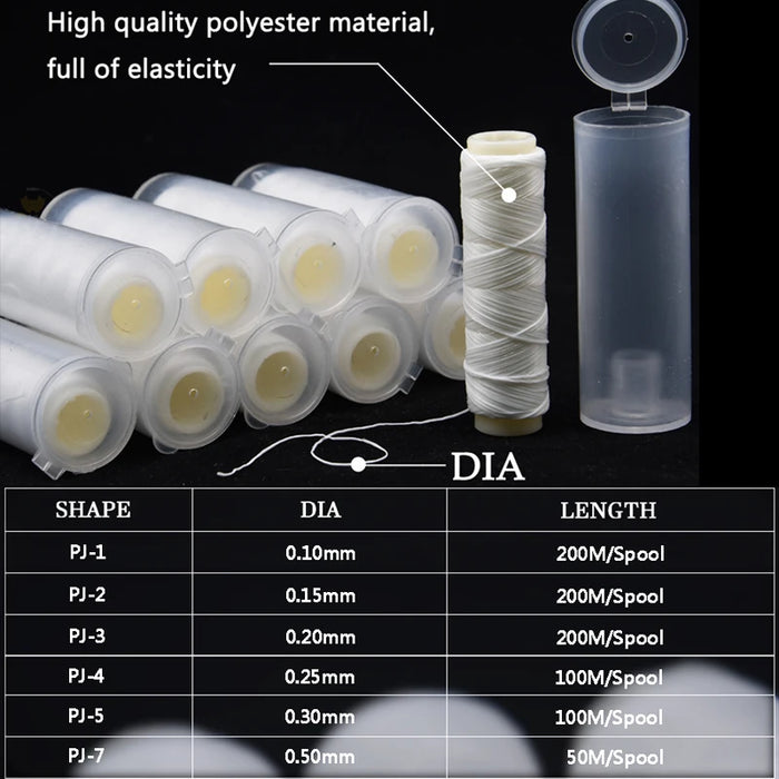 1pc PJ1/2/3/4/5/7 Poliestere ad alta resistenza Esca Filo elastico Bobina Accessori per la pesca in mare Affrontare Linea di esche da pesca invisibile