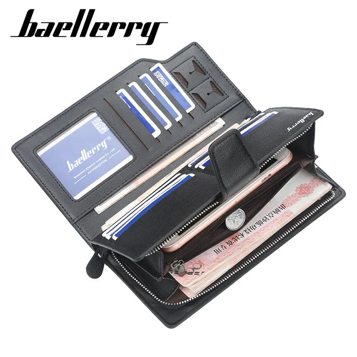 Baellerry portafogli da uomo stile lungo porta carte di alta qualità borsa da uomo con cerniera portafoglio in pelle PU di marca di grande capacità per uomo