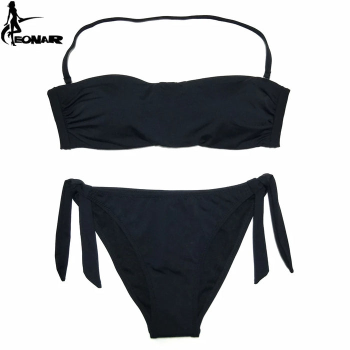 EONAR Bikini 2022 costume da bagno donna solido Bikini taglio brasiliano Set Bikini Push Up costumi da bagno Femme costumi da bagno Sport abbigliamento da spiaggia