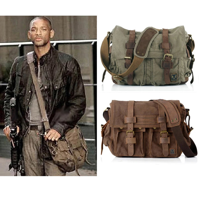 SONO LEGEND Will Smith Tela + Borsa a tracolla da uomo in vera pelle Borsa a tracolla in tela da uomo Borsa a tracolla Borsa casual a tracolla