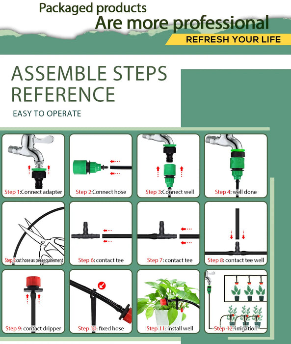 MUCIAKIE 50M-5M Sistema di irrigazione a goccia fai-da-te Irrigazione automatica Tubo da giardino Micro Kit di irrigazione a goccia con gocciolatori regolabili