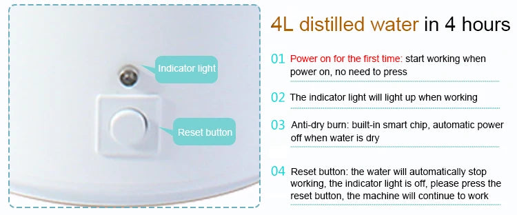 DMWD distillatore di acqua pura 4L filtro macchina per acqua distillata dentale in acciaio inox depuratore di distillazione elettrica brocca 110V 220V