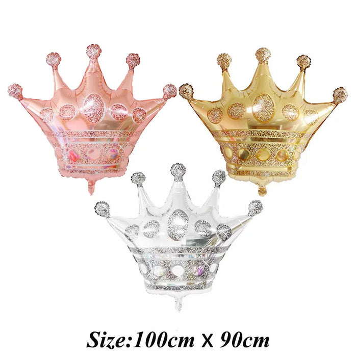 1pc Palloncini foil con corona d'oro di grandi dimensioni Principe Principessa Baby Shower Primo compleanno Decorazioni per addio al nubilato Puntelli per foto
