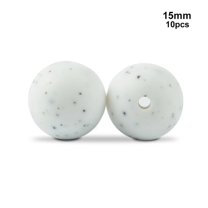 LOFCA 10 pz 15mm Perline Dentizione In Silicone 15mm Massaggiagengive Collana di Allattamento Del Bambino Ciuccio Clip Igiene Orale BPA Libero Commestibile Colorato