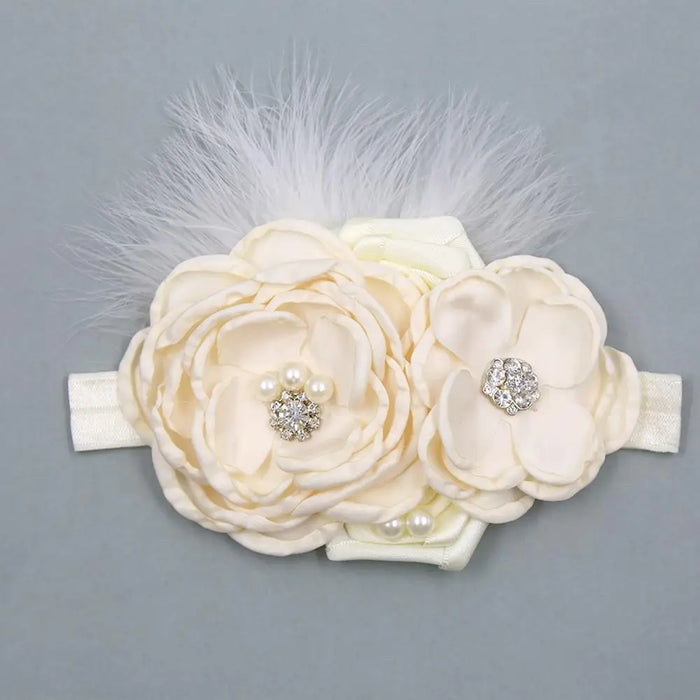 Fascia per capelli vintage Fascia per capelli per neonate Puntelli per fotografia neonato Regali Fasce elastiche per capelli in pizzo Accessori per piume di perle