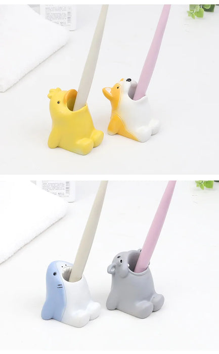Mini simpatico portaspazzolino in ceramica, supporto multifunzione, portapenne per trucco, per la decorazione del bagno di casa