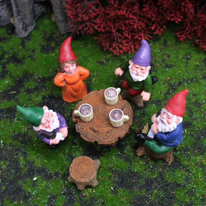 4 pz/set Mini Divertente Carino Gnomo Ha Festa Nani In Resina Statua FAI DA TE Bonsai Decorazione Per La Casa Scrivania D'ufficio Scultura Dropshipping
