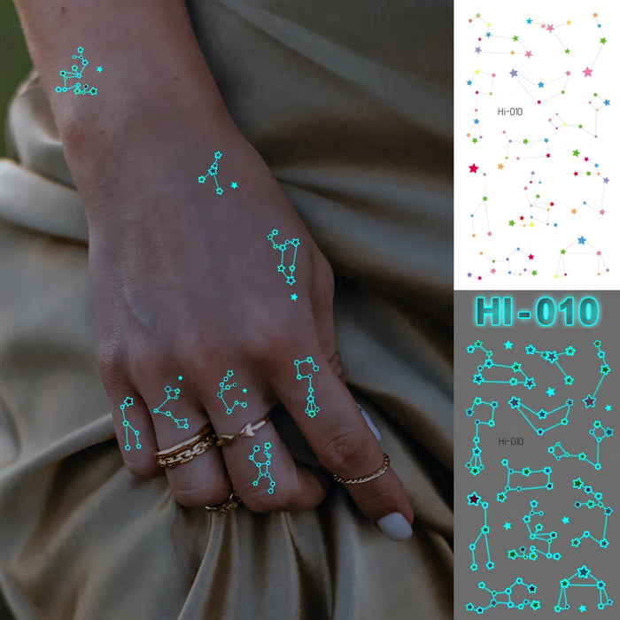 Adesivo per tatuaggio luminoso blu all'ingrosso Cervo incandescente Serpente Impermeabile Tatoo temporaneo Polso Tatto falso per body art