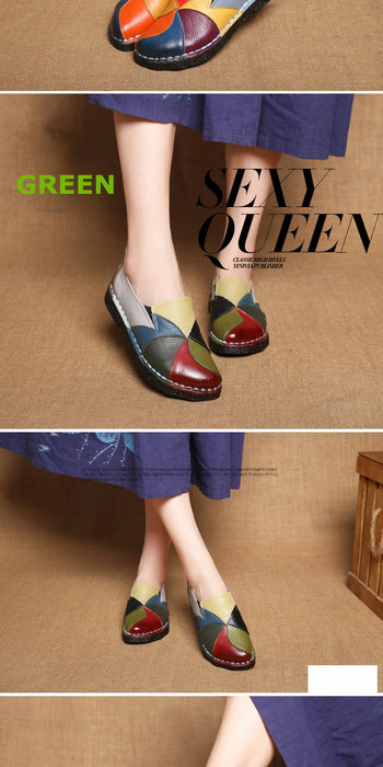 WOIZGIC Donna Donna Donna Madre Scarpe Appartamenti Mocassini in vera pelle Mocassini Misti colorati antiscivolo Taglie forti 42