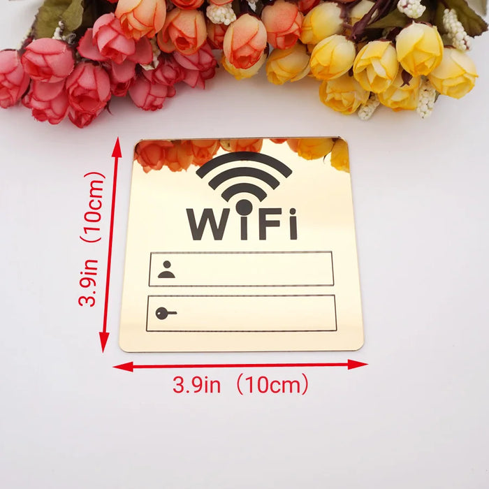 Segnale WIFI Adesivi murali specchio acrilico 3D Conto di scrittura riscrivibile e password per segnaletica di negozi pubblici