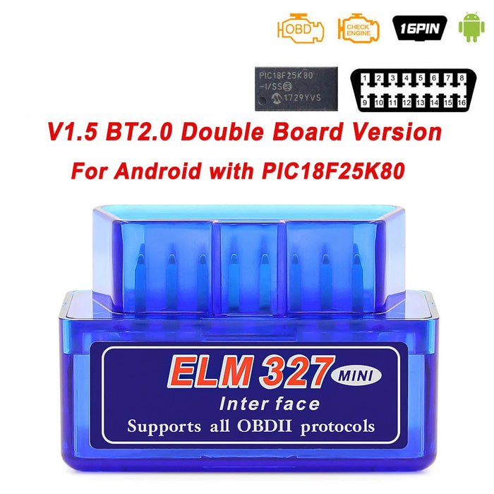 ELM327 V1.5 PIC18F25K80 Adattatore scanner OBD 2 OBD2 ELM 327 V1 5 Strumento diagnostico per auto Bluetooth per lettore di codici Android ODB2