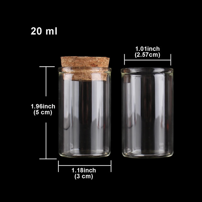 15ml/25ml/30ml/35ml/40ml/45ml/50ml/55ml/60ml/80ml/100ml Piccolo provetta in vetro con tappo in sughero Dragei Barattoli Bottiglie 24 pezzi