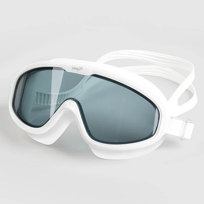 COPOZZ 2025 Occhialini da nuoto antiappannamento Lenti a forma intera Protezione UV con grande montatura in silicone Occhiali da nuoto per uomini e donne