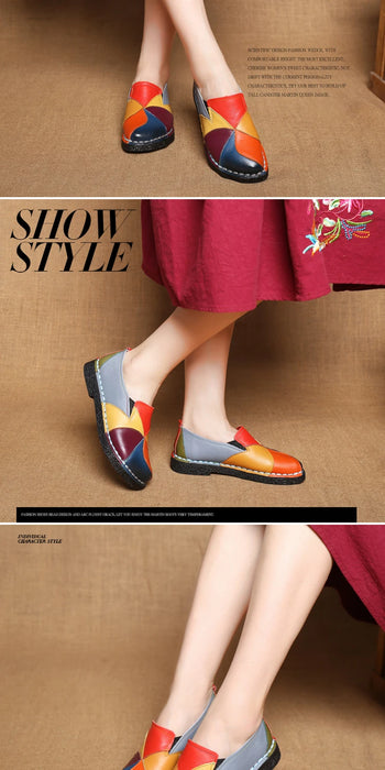 WOIZGIC Donna Donna Donna Madre Scarpe Appartamenti Mocassini in vera pelle Mocassini Misti colorati antiscivolo Taglie forti 42
