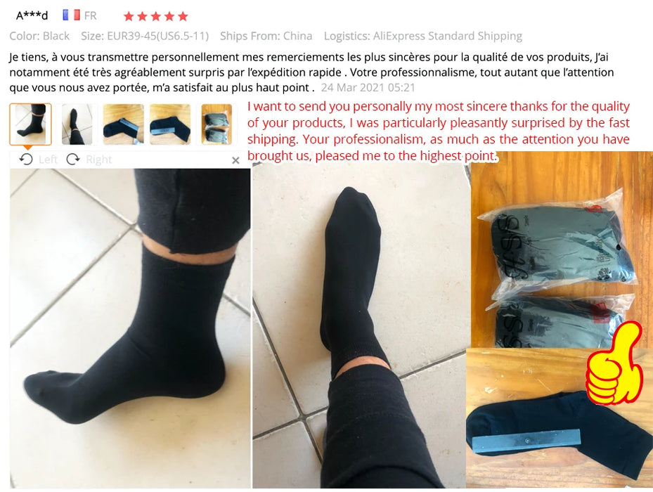 HSS 2023 calzini in cotone da uomo nuovi stili 10 paia/lotto calzini da uomo d'affari neri traspiranti primavera estate per uomo taglia usa (6.5-12)