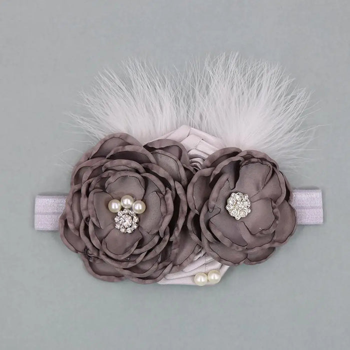 Fascia per capelli vintage Fascia per capelli per neonate Puntelli per fotografia neonato Regali Fasce elastiche per capelli in pizzo Accessori per piume di perle