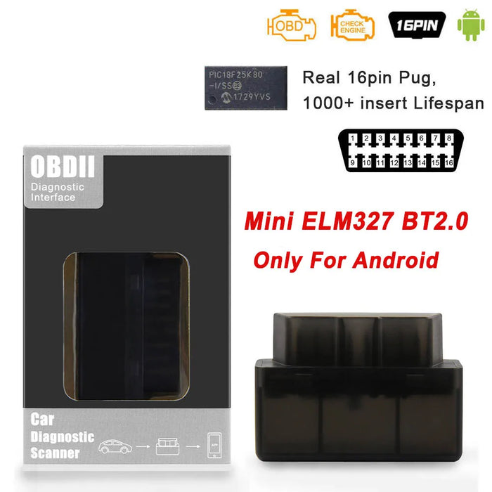 ELM327 V1.5 PIC18F25K80 Adattatore scanner OBD 2 OBD2 ELM 327 V1 5 Strumento diagnostico per auto Bluetooth per lettore di codici Android ODB2