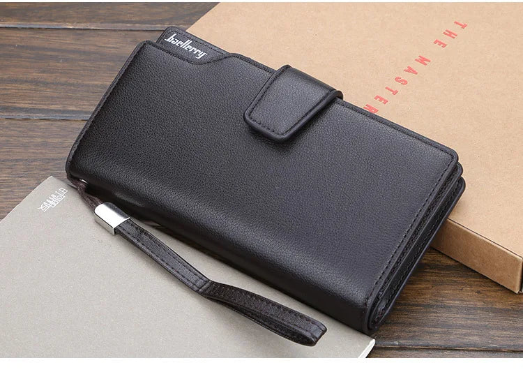 Baellerry portafogli da uomo stile lungo porta carte di alta qualità borsa da uomo con cerniera portafoglio in pelle PU di marca di grande capacità per uomo